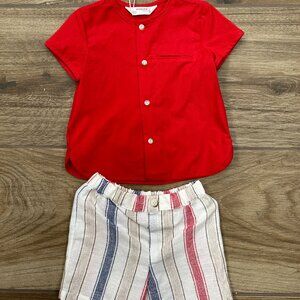 Mayoral Linen Striped Shorts Set